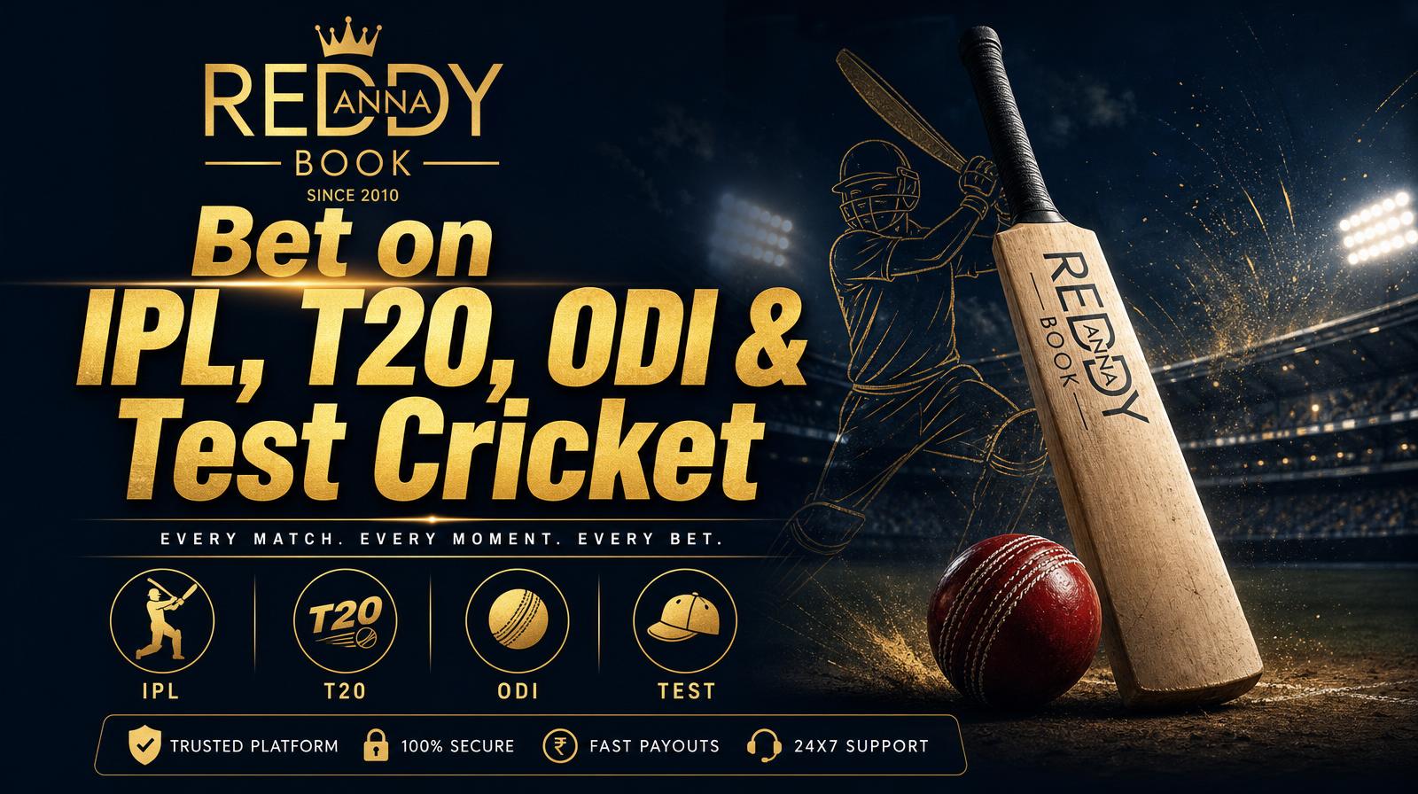 Bet on IPL, T20, ODI and Test Cricket with Reddy Anna Book