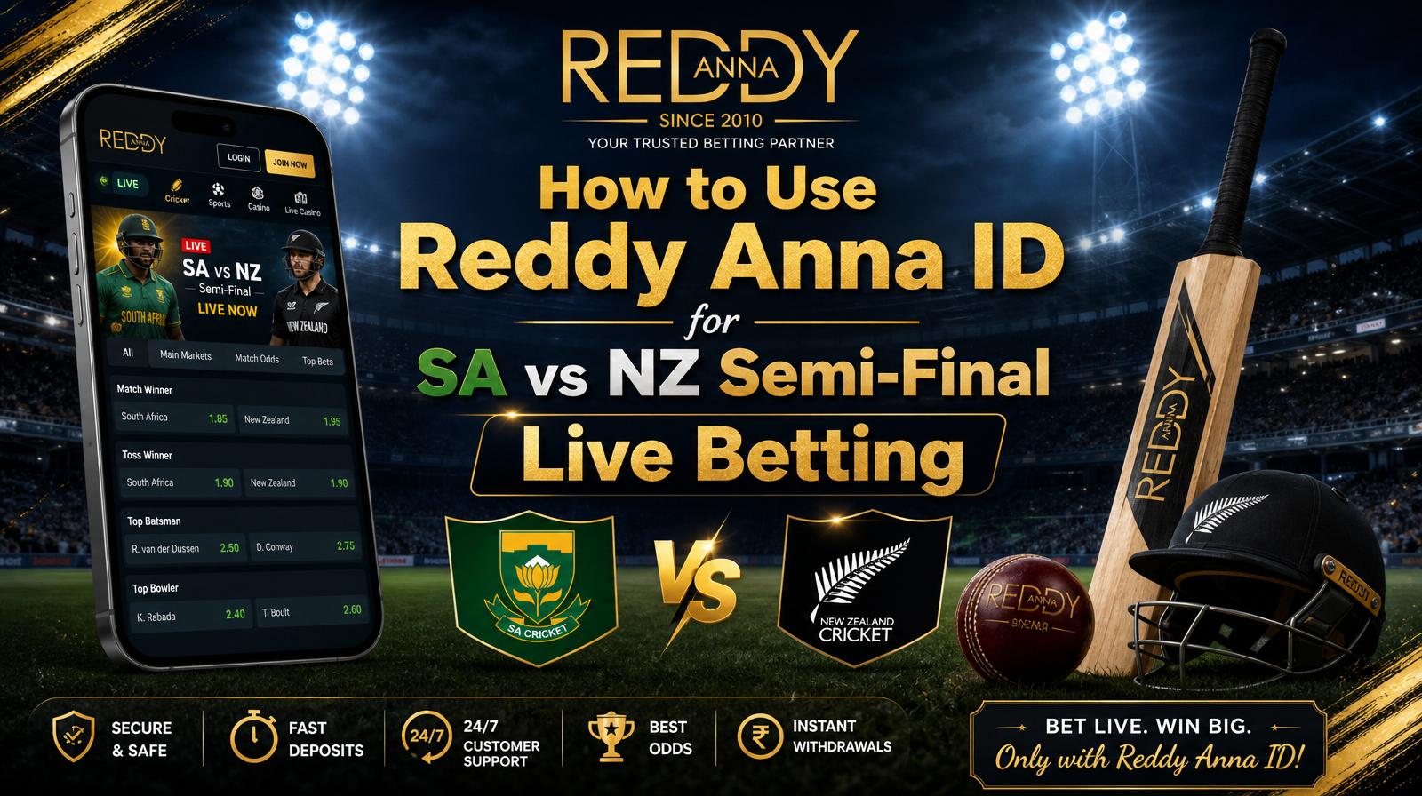 How to Use Reddy Anna ID for SA vs NZ Semi-Final Live Betting